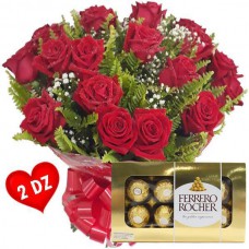 BC08-BUQUE 24 ROSAS VERMELHAS+CHOCOLATE 8UN