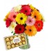 AV10-ARRANJO NO VASO G COM 24 GERBERAS COLORIDAS+CHOCOLATE 12UN