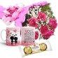 MB48-Mini Buquê com 6 Rosas Pink+Caneca "Você foi a melhor coisa..."+Chocolate 3un