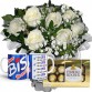 MB39-MINI BUQUE COM 6 ROSAS BRANCAS+CHOCOLATE 8UN+CANECA BIS