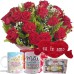 BPCC19-Buquê 12 Rosas Vermelhas+Chocolate 6un+Coração Pelúcia "Eu Te Amo" 62x34+1Caneca "Mãe Rainha"