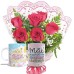 MB101-Mini buque 6 Rosas Vermelhas+1Caneca "Mãe Rainha"