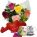 MB40-Mini Buquê com 6 Rosas Coloridas+1Caneca Mãe Como é grande ...+Coração Você é Especial 30x65