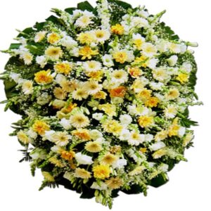 Coroa de Flores Execultiva Dupla Tons Amarelos e Brancos (Tam:1,80 )