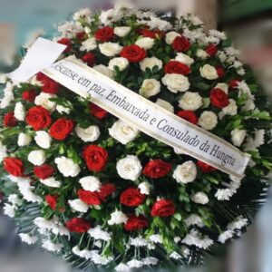 Coroa de Flores com Rosas Brancas e Vermelhas(Tam:1,30)