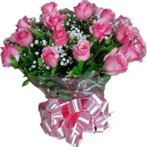 Buquê com 12 Rosas cor Rosa