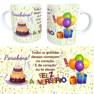 Caneca Feliz Aniversário 325ml (1un)